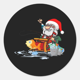 Adesivo Redondo Papai Noel pescando durante o Natal