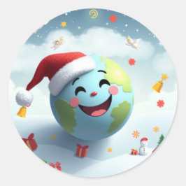 Adesivo Redondo Papai noel Planet Sticker