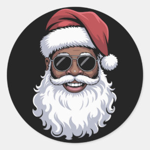 Adesivo Redondo Papai Noel Preto Xmas Papai Noel Afro Americano Ne
