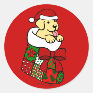 Adesivo Redondo Papai noel que armazena desenhos animados amarelos
