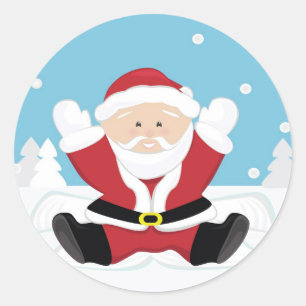 Adesivo Redondo Papai Noel que joga na neve