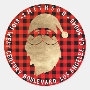 Adesivo Redondo Papai Noel Red Dourado de Natal RSVP Buffalo