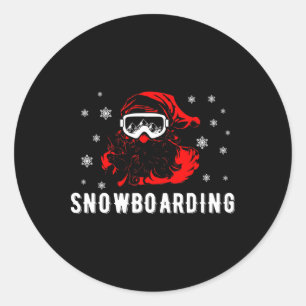 Adesivo Redondo Papai Noel Snowboard Natal Para Snowboarder