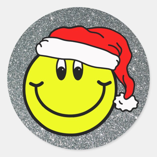 Adesivo Redondo Papai Noel sorrindo Face Emoji Round Sticker (Frente)