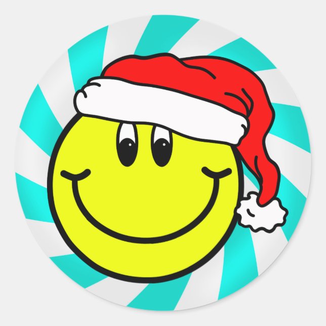 Adesivo Redondo Papai Noel sorrindo Face Emoji Round Sticker (Frente)