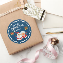 Adesivo Redondo Papai Noel & Sra. Claus – Adorável Design de Féria