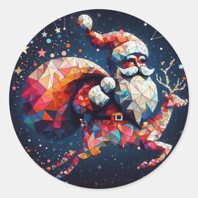 Adesivo Redondo Papai noel Sticker (Frente)