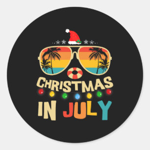 Adesivo Redondo Papai Noel Sungles Praia Natal Em Julho Homens