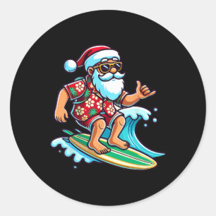 Adesivo Redondo Papai Noel Surfando Legal Natal Em Julho Festa De