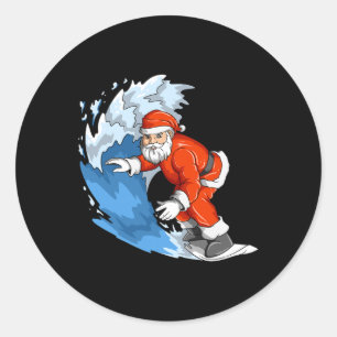 Adesivo Redondo Papai Noel Surfando Natal Em Julho Papai Noel Hava