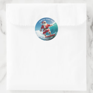 Adesivo Redondo Papai Noel Surfando o Natal em Julho Clássico