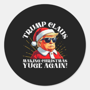 Adesivo Redondo Papai Noel Trump Engraçado Fazendo o Natal Grande