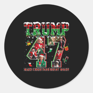 Adesivo Redondo Papai Noel Trump Faça O Natal Grande Novamente Fei