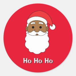Adesivo Redondo Papai Noel Vermelho Ho Ho Ho Família Afro-American