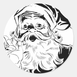Adesivo Redondo Papai Noel Vintage