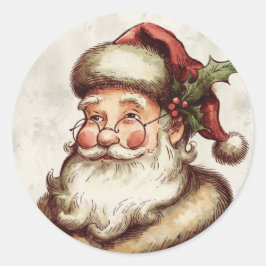 Adesivo Redondo Papai Noel Vintage