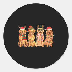 Adesivo Redondo Papai Noel Vintage Engraçado Cães Retriever Dourad