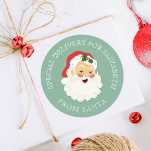 Adesivo Redondo Papai Noel Vintage Natal Fofo