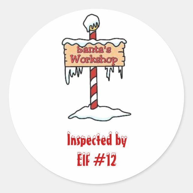Adesivo Redondo Papai noel Workshop (Frente)