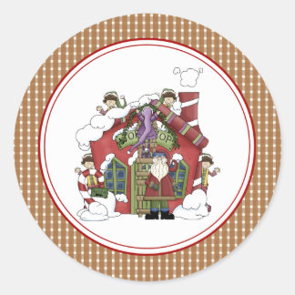 Adesivo Redondo Papai noel Workshop Envelopes de Natal Stickers
