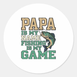 Adesivo Redondo Papai Pescar é Meu Jogo Camisa Vintage de Peixe De