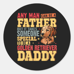 Adesivo Redondo Papai Retriever Golden Especial Vintage Dia dos Pa