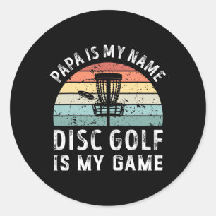 Adesivo Redondo Papai Retro Divertido Disc Golf É Meu Jogo Dia dos