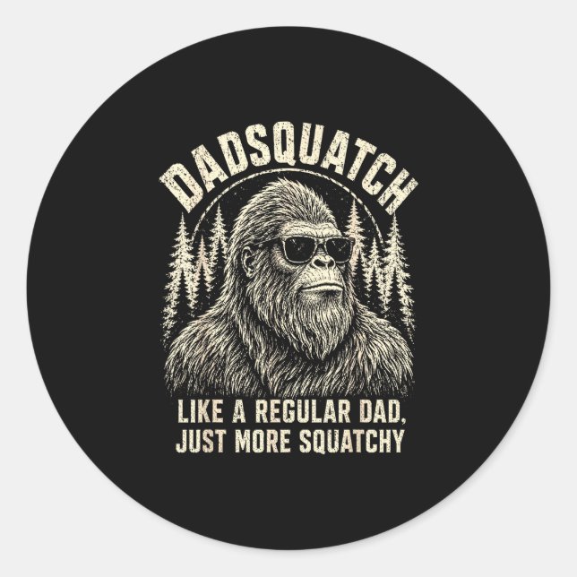 Adesivo Redondo Papai Sasquatch bigode como um pai regular mais (Frente)