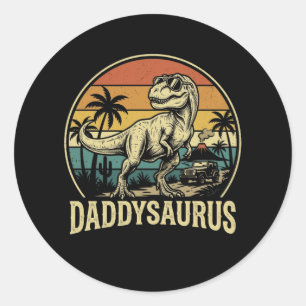 Adesivo Redondo Papai Trex Dinossauro Daddysaurus Retro Dia dos Pa