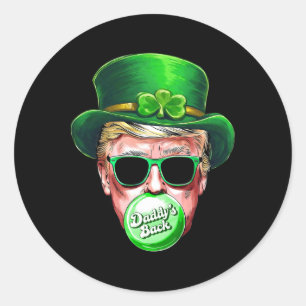 Adesivo Redondo Papai Trump Dia de São Patrício Shamrock Sortudo I