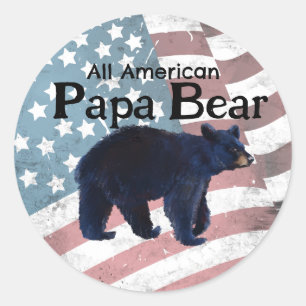 Adesivo Redondo Papai Urso Todo Americano