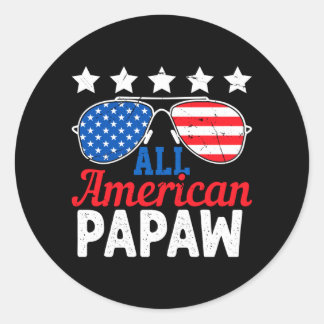 Adesivo Redondo Papaia Americana Retro 4 De Julho Patriótico