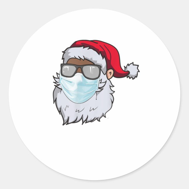 Adesivo Redondo papais noeis 2020 com máscara preta (Frente)