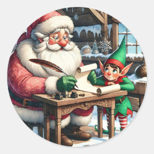 Adesivo Redondo Papais noeis Adoráveis e Natal Elf