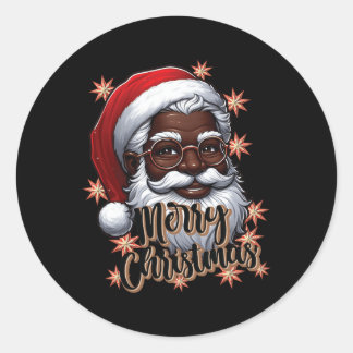 Adesivo Redondo Papais noeis Afro-Americanos Natal Pajama Black X-