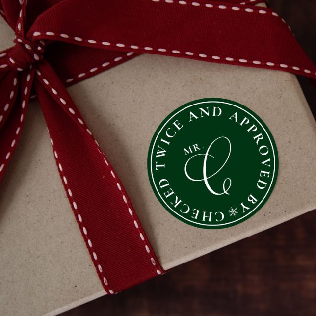 Adesivo Redondo Papais noeis Aprovados Vinhetas de Natal Verdes no (Criador carregado)