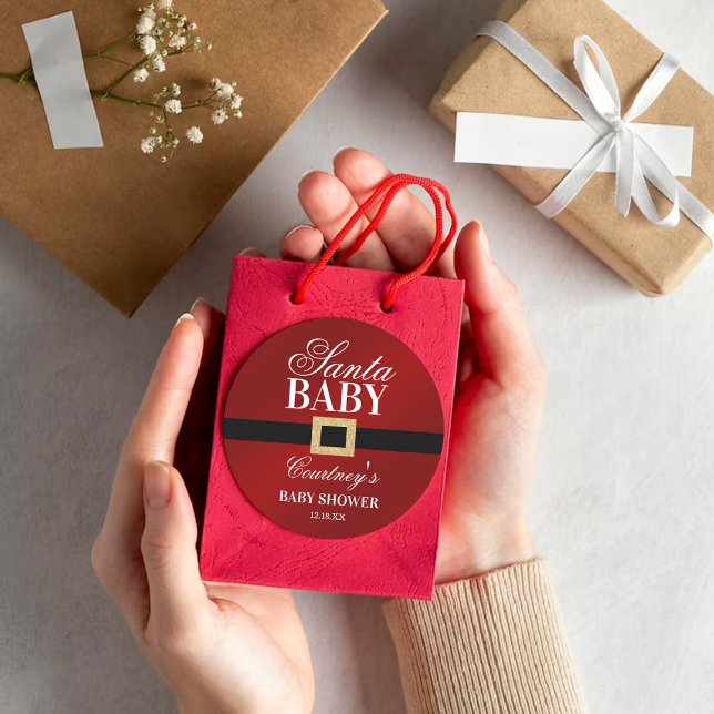 Adesivo Redondo Papais noeis Baby | Chá de fraldas de Natal (Criador carregado)