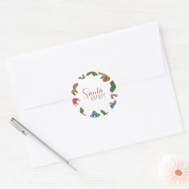 Adesivo Redondo Papais noeis Bebê Natal Gênero Chá de fraldas neut