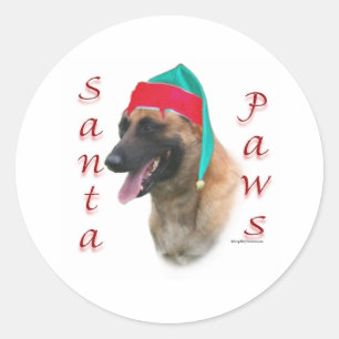 Adesivo Redondo Papais noeis belgas Malinois Paws;Papais noeis Bel