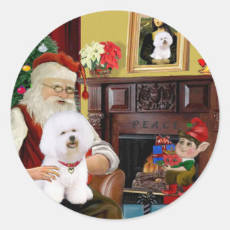 Adesivo Redondo Papais noeis Bichon Frise ( nº 1)