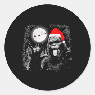 Adesivo Redondo Papais noeis Bigfoot Rock No Natal Engraçado Sasqu