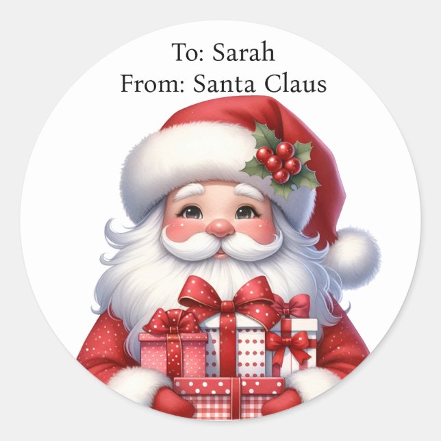 Adesivo Redondo Papais noeis bonitos adicionam nome de criança gra (Frente)