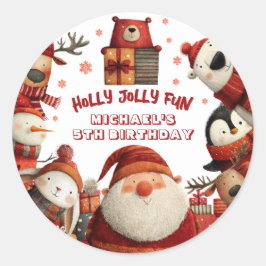 Adesivo Redondo Papais noeis bonitos animais Festas de aniversário
