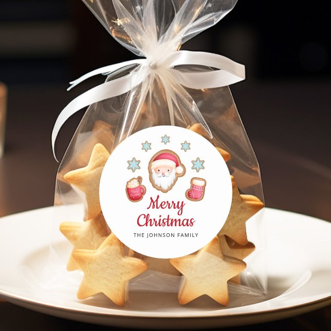 Adesivo Redondo Papais noeis bonitos Feliz Natal (Cute Santa Merry Christmas Classic Round Sticker)