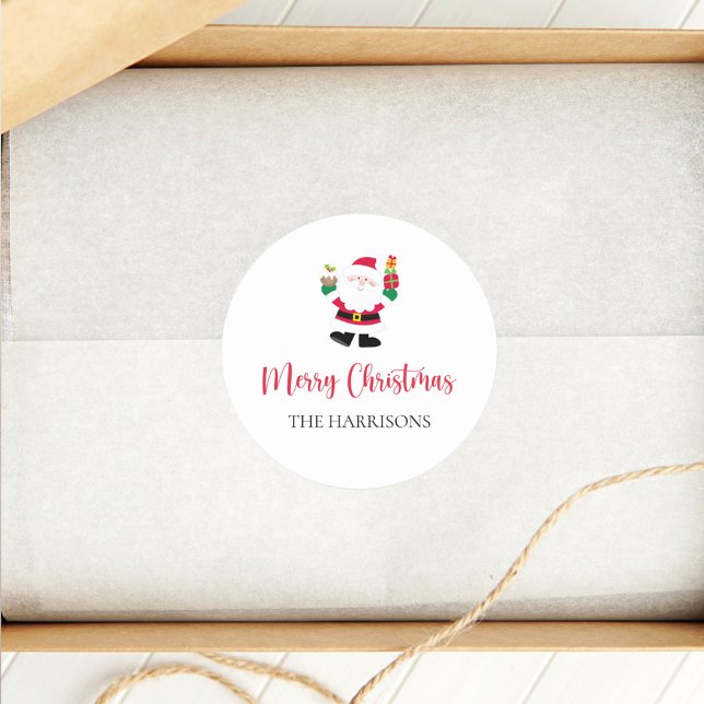 Adesivo Redondo Papais noeis bonitos Feliz Natal Personalizado (Criador carregado)