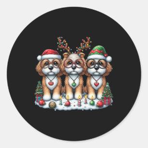 Adesivo Redondo Papais noeis bonitos Reindeer Elf Apoo Mulheres de