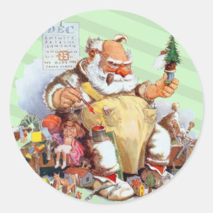Adesivo Redondo Papais noeis bonitos vinhetas de Natal