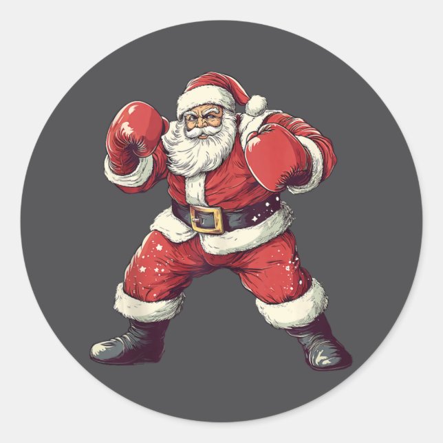 Adesivo Redondo Papais noeis Boxando Lover Engraçado Mma Muay Thai (Frente)