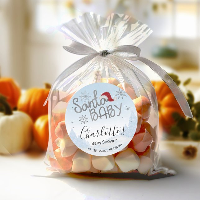 Adesivo Redondo Papais noeis Chá de fraldas Baby Christmas Boy (Criador carregado)