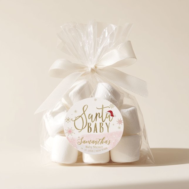 Adesivo Redondo Papais noeis, Chá de fraldas de bebê de Natal (Criador carregado)